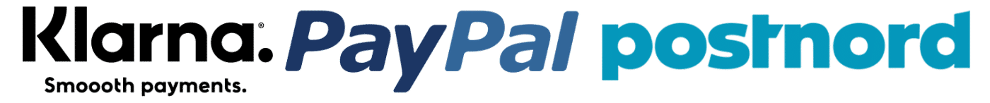 Klarna, Paypal, Postnord logos